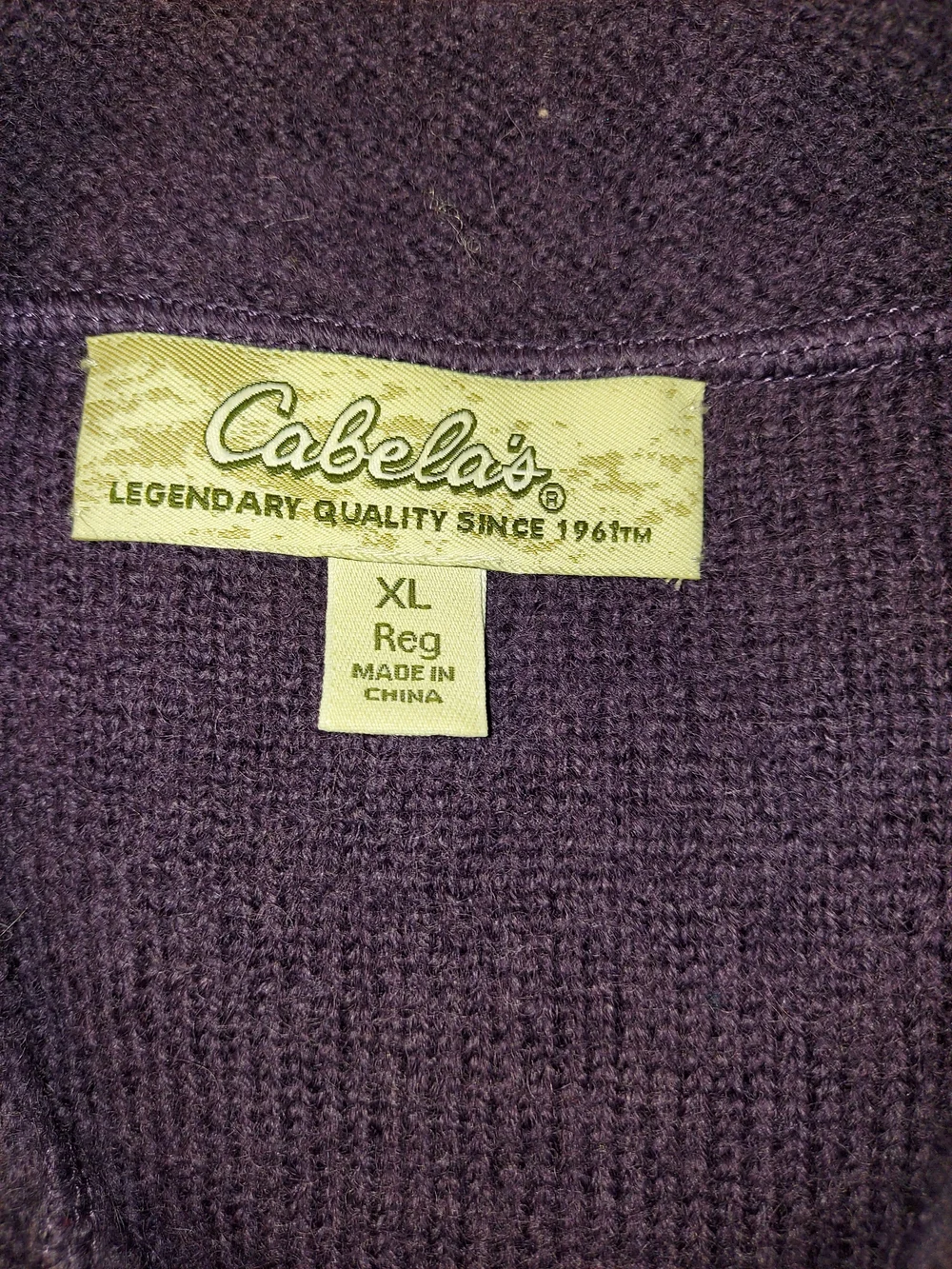 Cabela's Vintage Wool Blend Collared Button Up Cardigan Sweater Purple XL - Picture 3 of 10